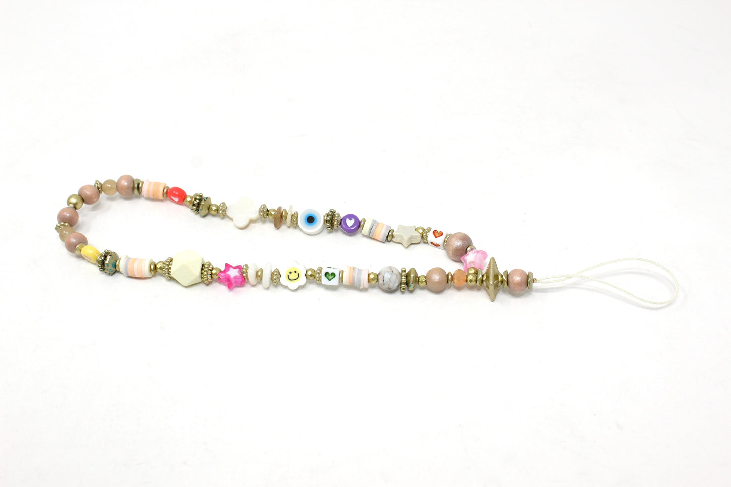 Multicoloured bead phone charm