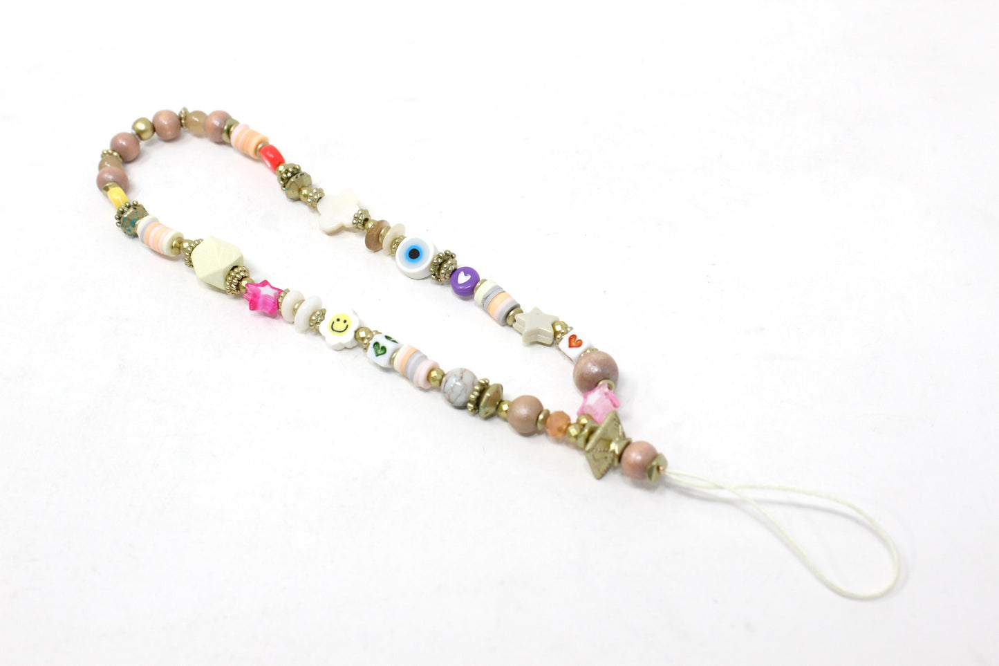 Multicoloured bead phone charm