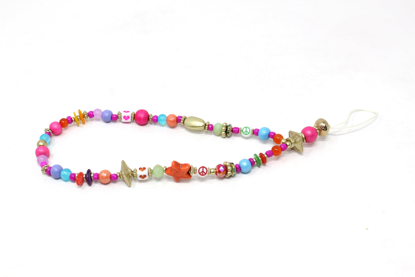 Multicoloured bead phone charm