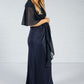 Navy Chiffon Shoulder Wrap