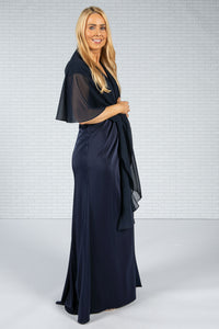 Navy Chiffon Shoulder Wrap