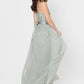 Sleeveless Stripe Embellished Maxi Dress in Green Lily