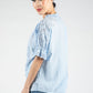 Embroidered Tie Hem Blouse in Sky Blue