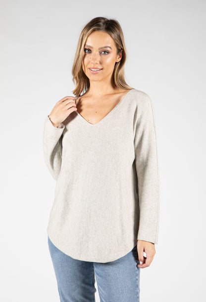 Fine Knit V-Neck Pullover-1