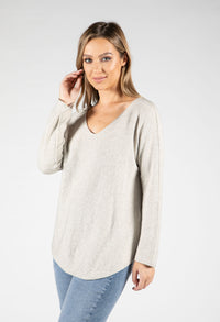 Fine Knit V-Neck Pullover-1