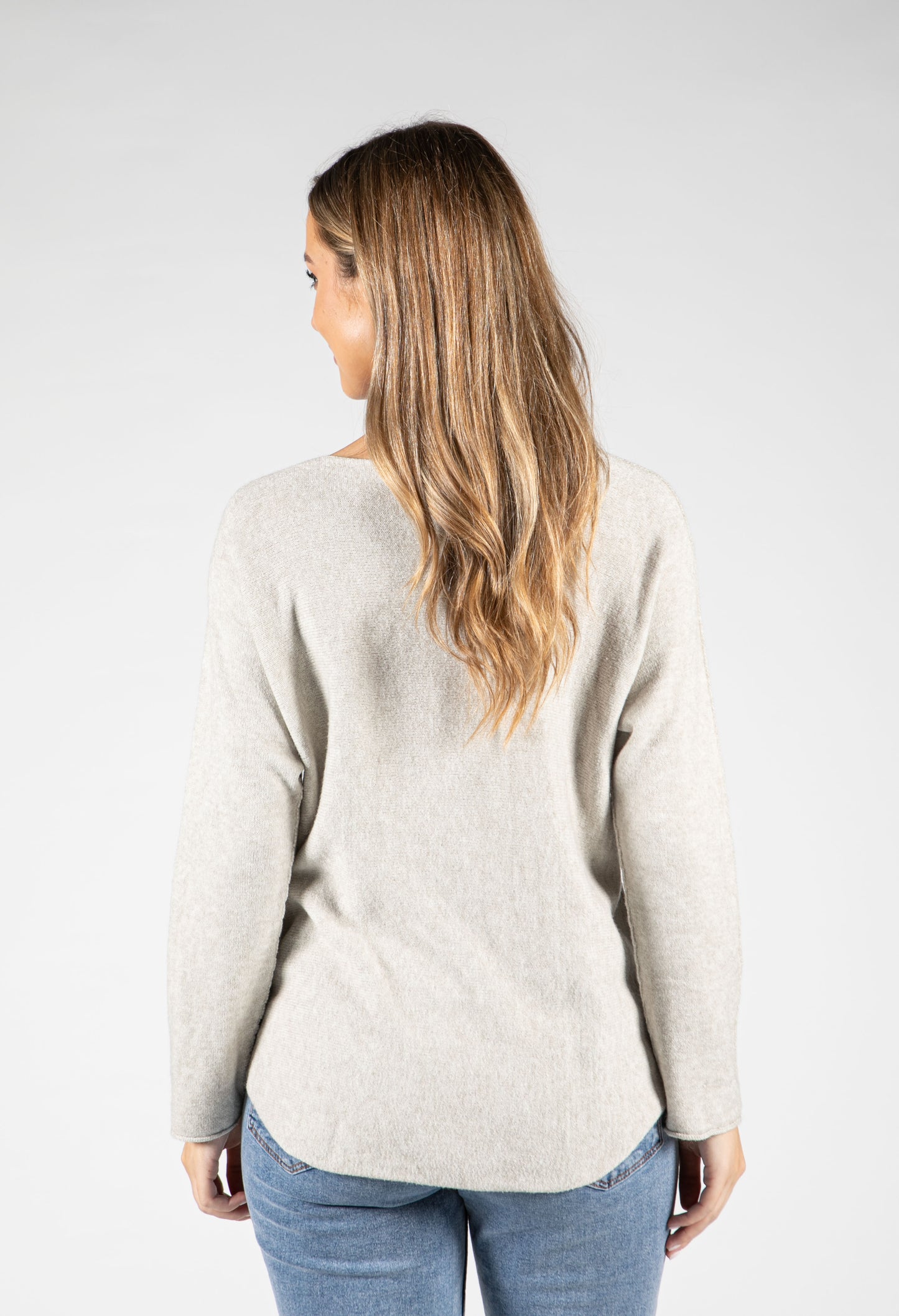 Fine Knit V-Neck Pullover-1