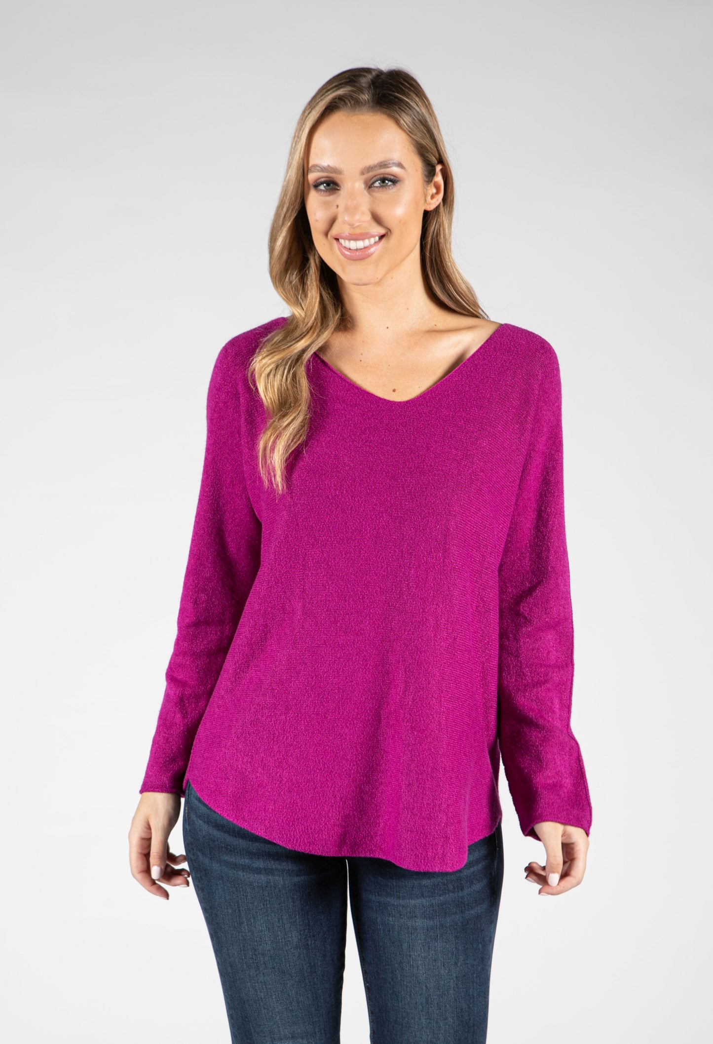 Fine Knit V-Neck Pullover-1