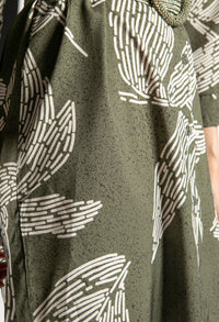 Abstract Leaf Print Shirt Dress