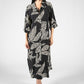 Abstract Leaf Print Shirt Dress