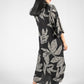 Abstract Leaf Print Shirt Dress