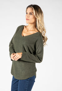 Fine Knit V-Neck Pullover-1