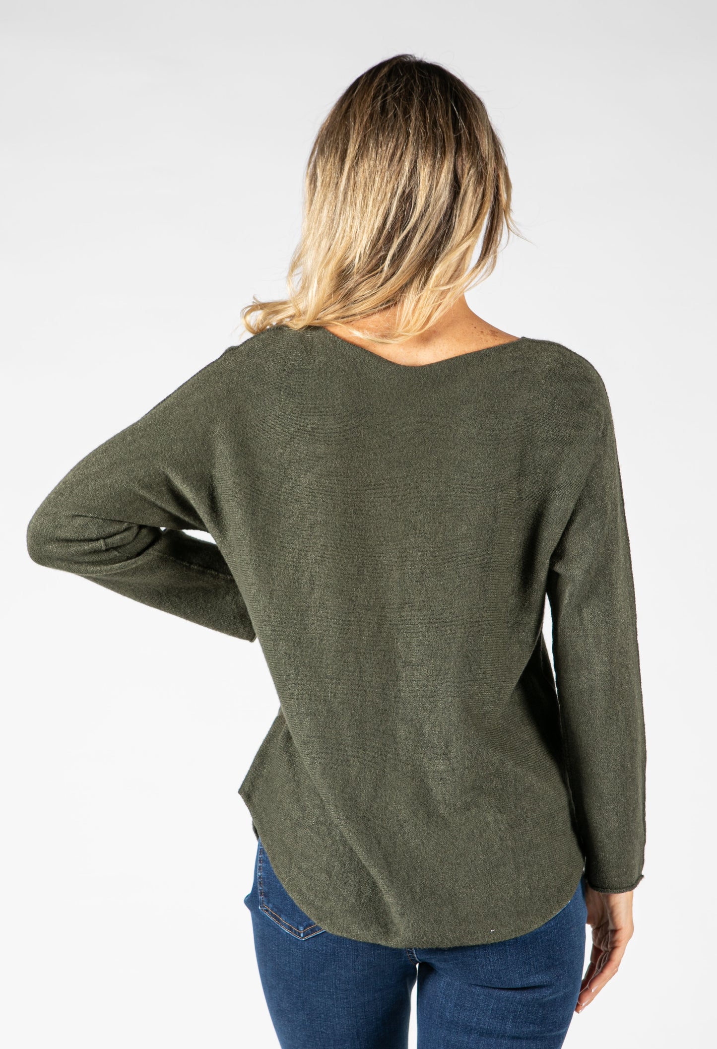 Fine Knit V-Neck Pullover-1