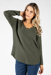 Fine Knit V-Neck Pullover-1