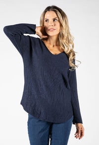 Fine Knit V-Neck Pullover-1