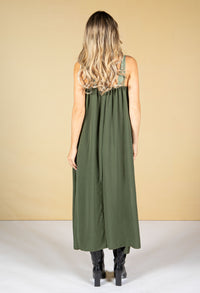 Lace Neckline Maxi Dress