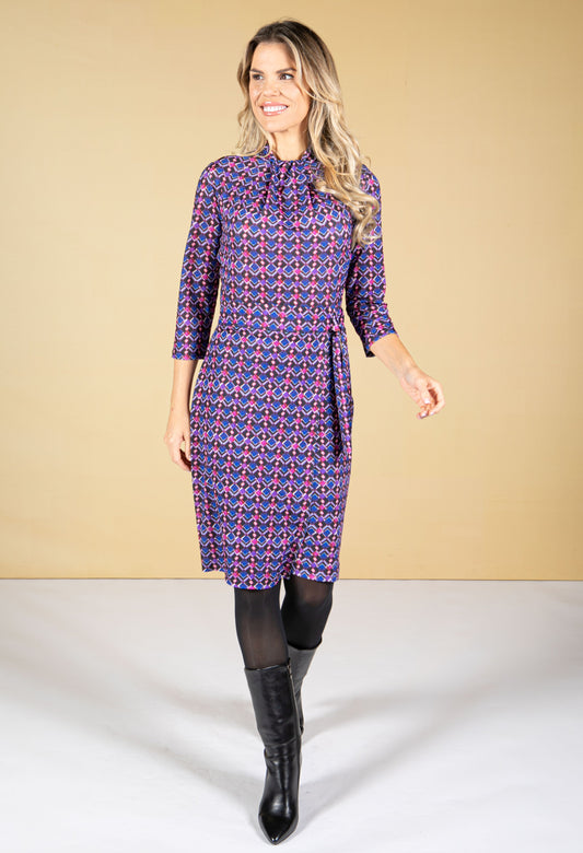 Geo Print High Neck Dress