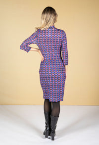 Geo Print High Neck Dress