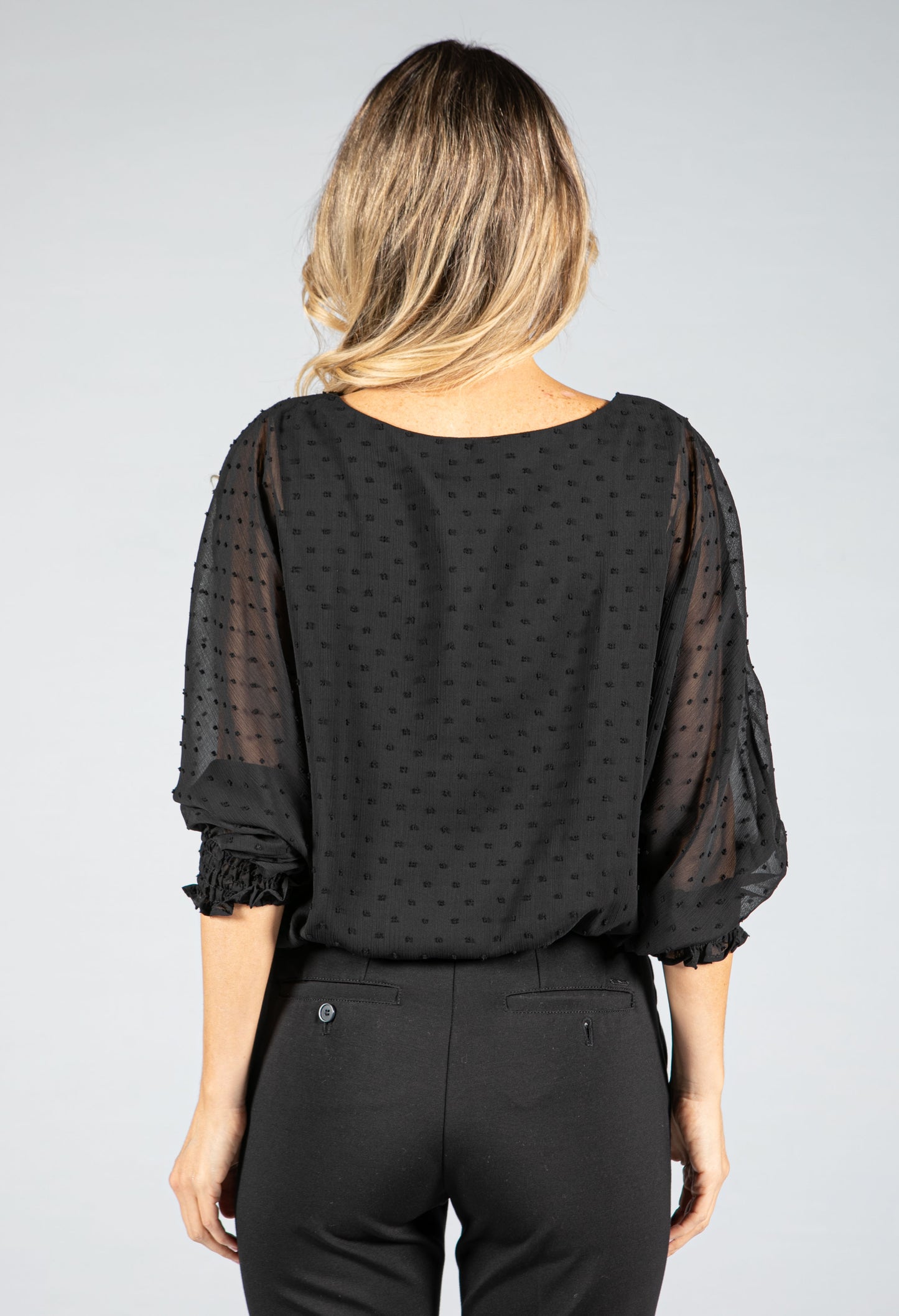 Round Neck Dot Embroidery Top