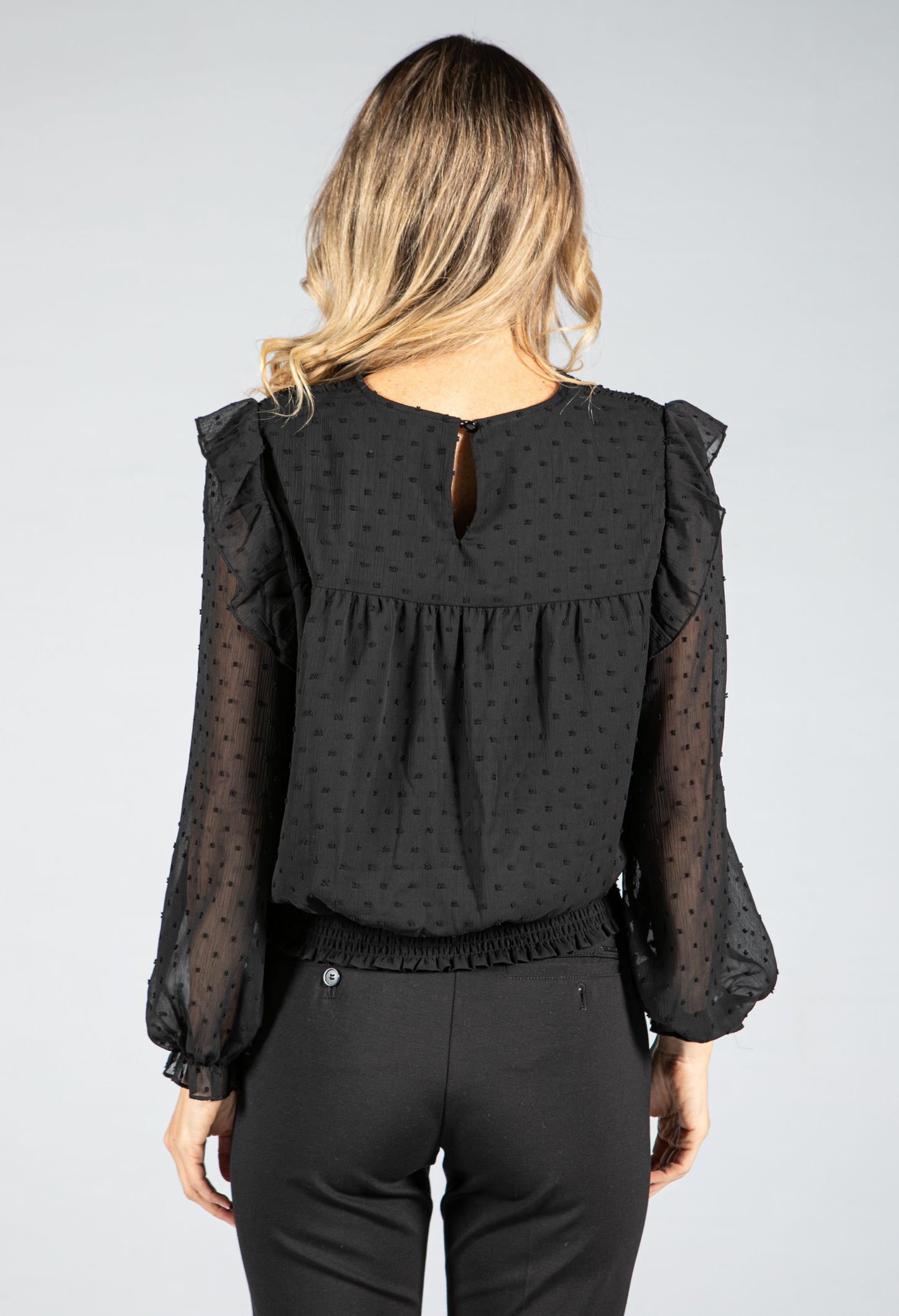 Dot Embroidery Detail Top