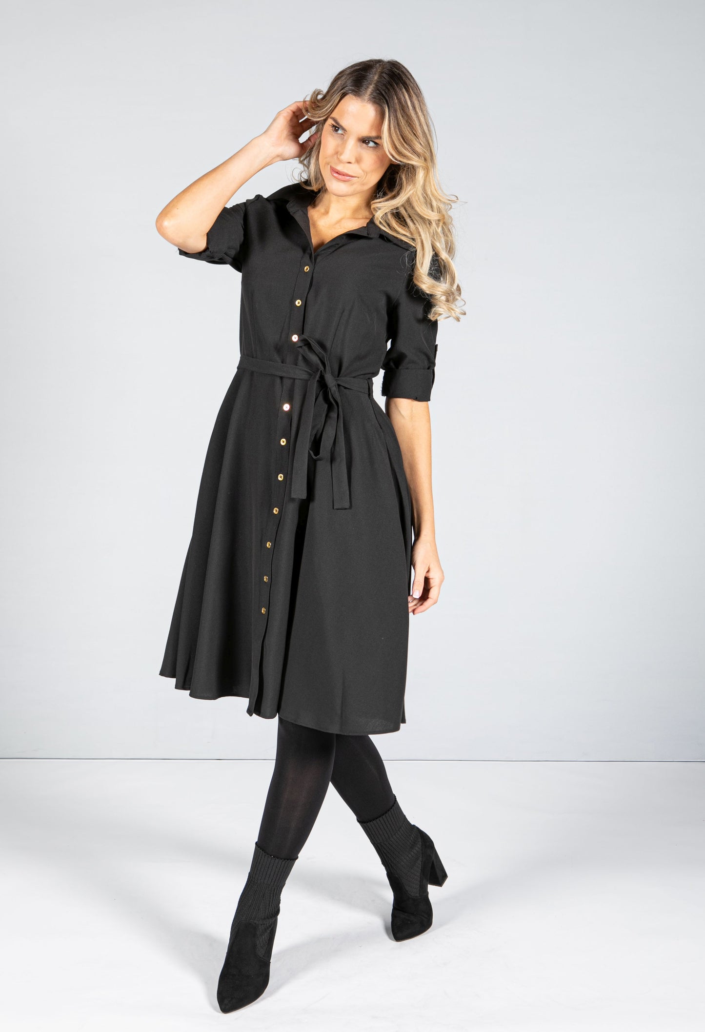 Button Down Collar Dress