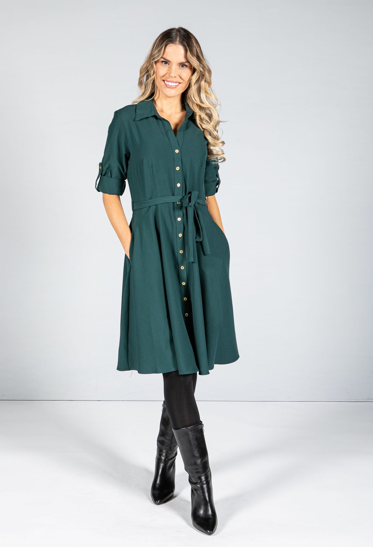 Button Down Collar Dress