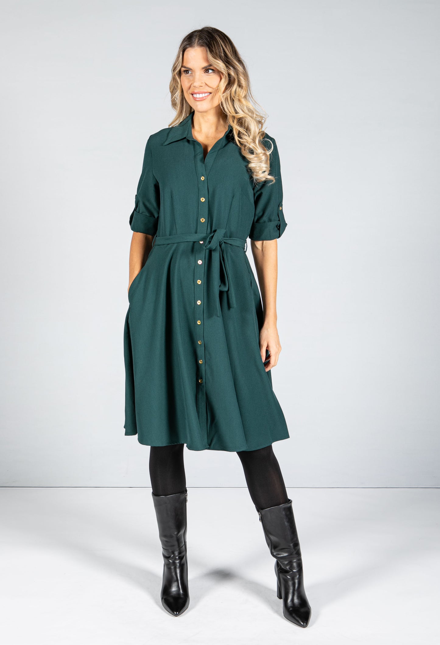 Button Down Collar Dress