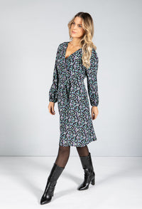 Leaf Print Wrap Style Dress