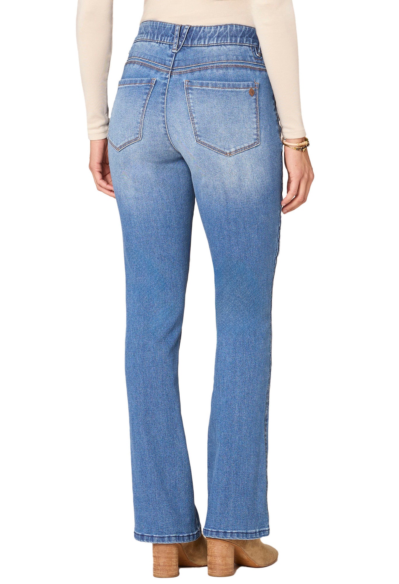 "Ab"solution Mid-Rise Double Side Seam Itty Bitty Boot Jeans