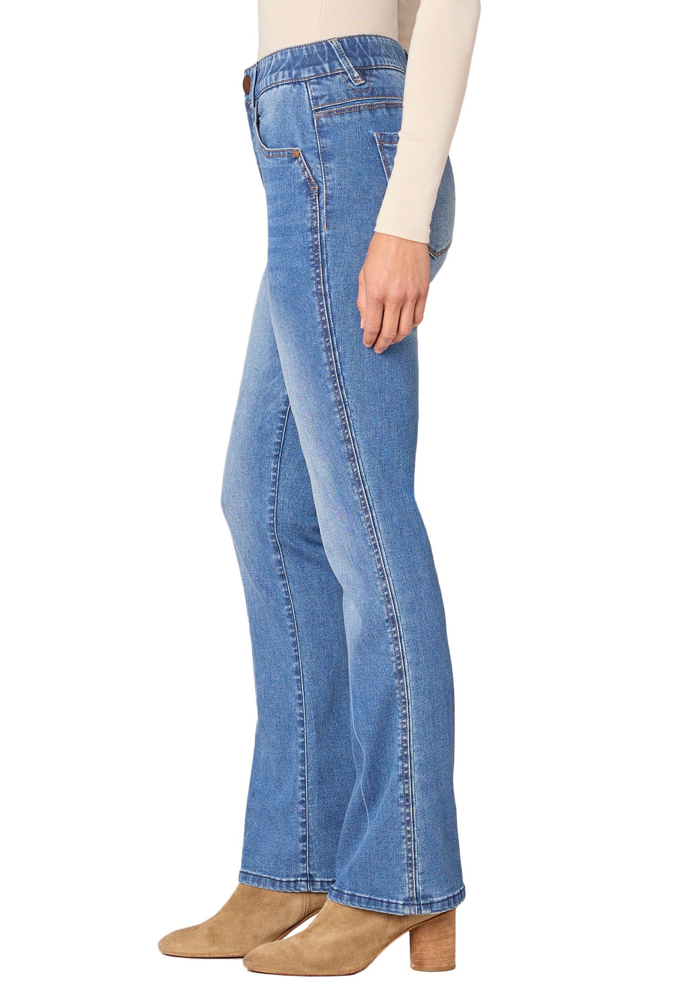 "Ab"solution Mid-Rise Double Side Seam Itty Bitty Boot Jeans