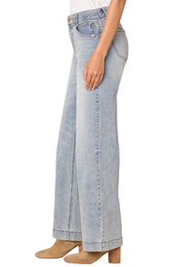 "Ab"solution High Rise Wide Leg Jeans with Subtle Fading Detail