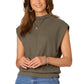 Cap Sleeve Funnel Neck Knit Top