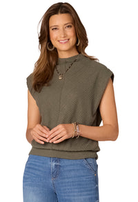 Cap Sleeve Funnel Neck Knit Top