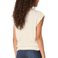 Extended Cap Sleeve Mock Neck Ruched Side Banded Hem Knit Top