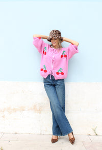 Cherry Tie Knit Jumper