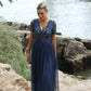 STRIPE EMBELLISHED MAXI DRESS WITH SASH BELT