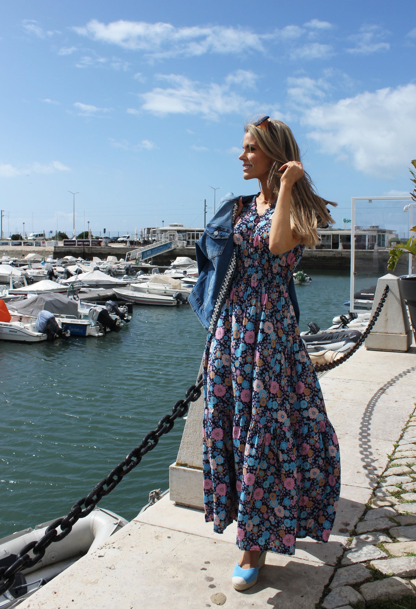 Floral V Neckline Dress