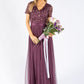 Berry V NECK SEQUIN AND TULLE DRESS WITH TIE WAIST