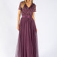 Berry V NECK SEQUIN AND TULLE DRESS WITH TIE WAIST