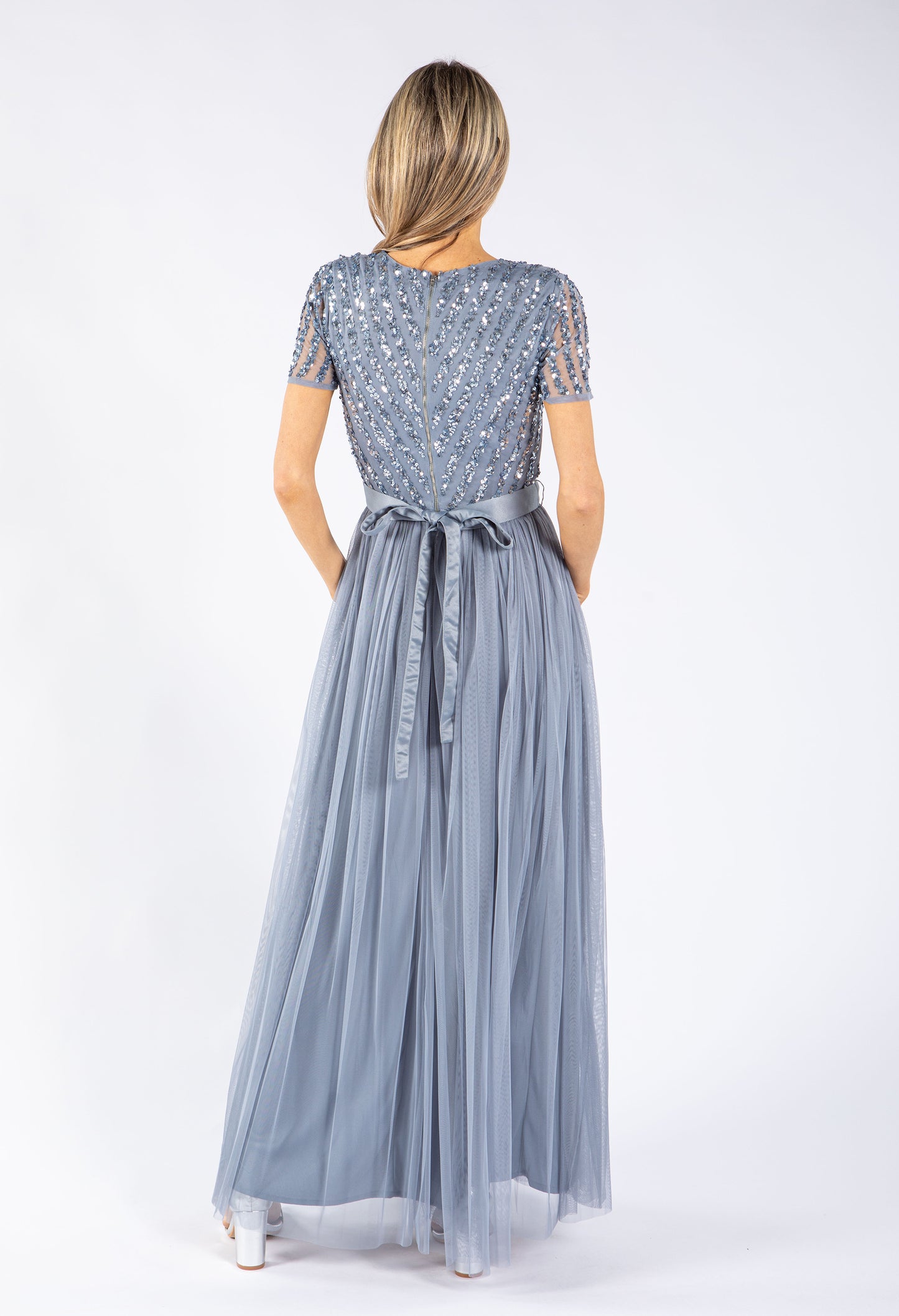 Maya Embellished Maxi Dress With Sash Belt