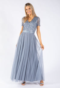 Maya Embellished Maxi Dress With Sash Belt