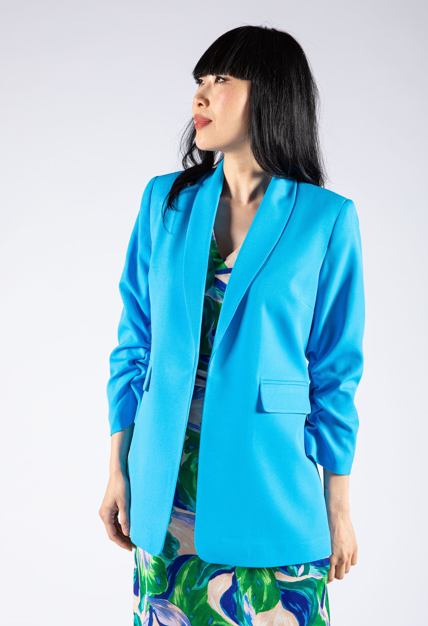 Ruched Sleeve Blazer