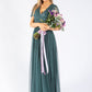 STRIPE EMBELLISHED MAXI DRESS WITH SASH BELT