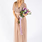 ANGEL SLEEVE EMBELLISHED MAXI DRESS WITH SASH BELT