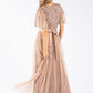 ANGEL SLEEVE EMBELLISHED MAXI DRESS WITH SASH BELT