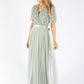 ANGEL SLEEVE EMBELLISHED MAXI DRESS WITH SASH BELT