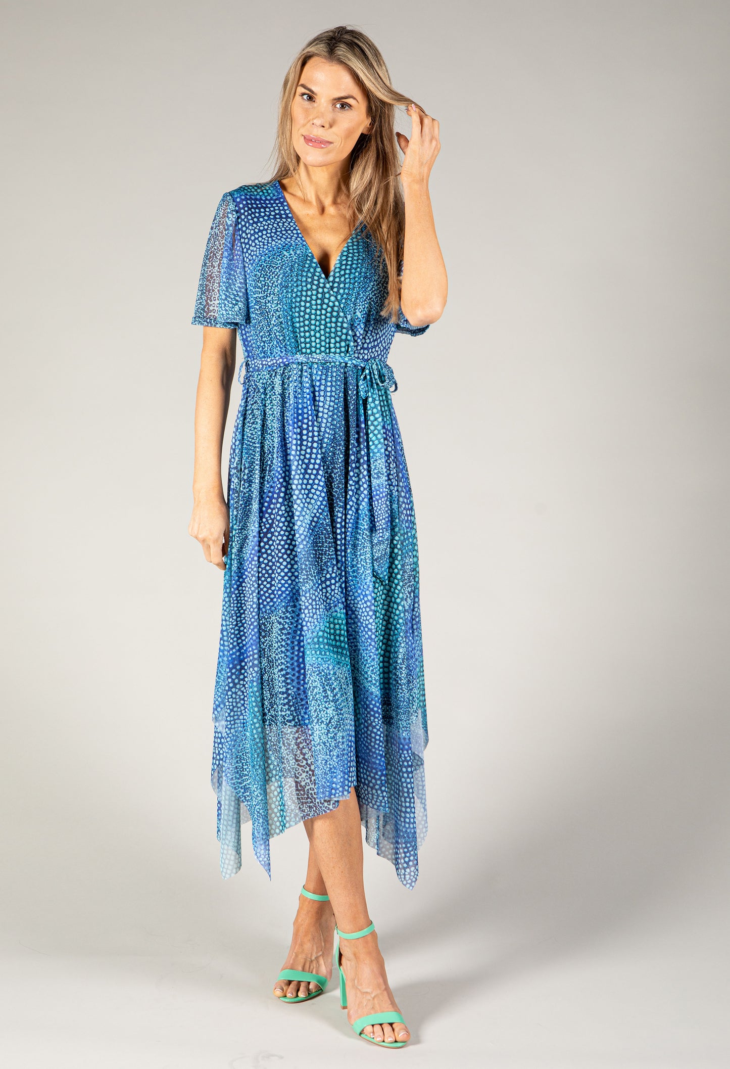 Snake Print Faux Wrap Dress