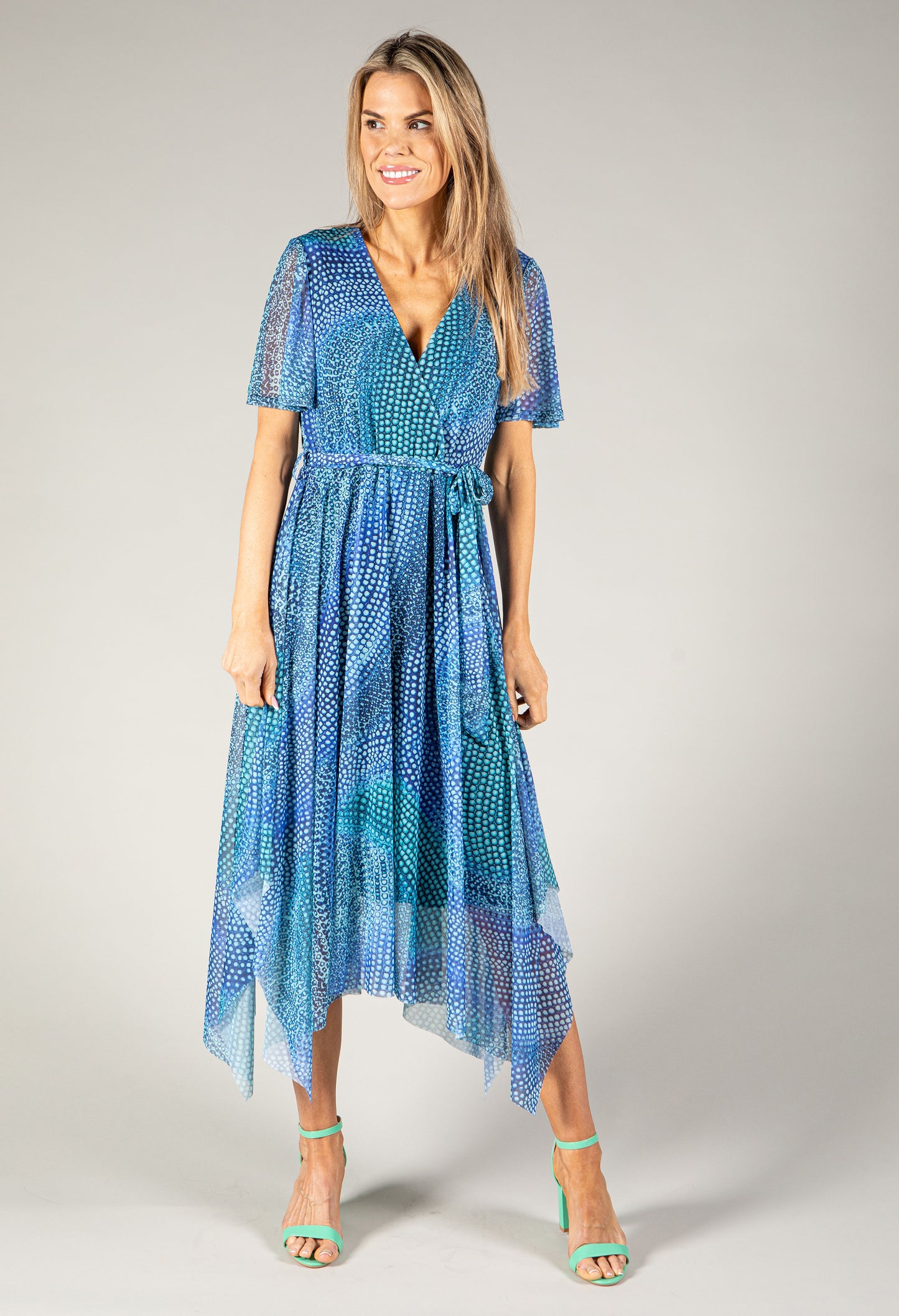 Snake Print Faux Wrap Dress