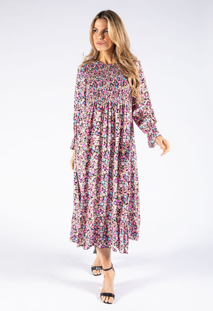 Smocking Floral Maxi Dress