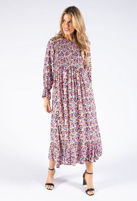 Smocking Floral Maxi Dress