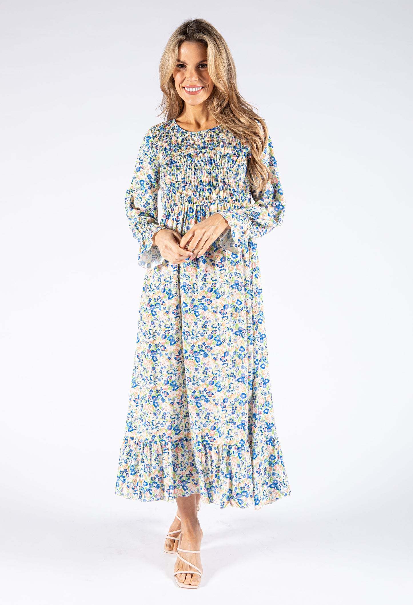 Smocking Floral Maxi Dress